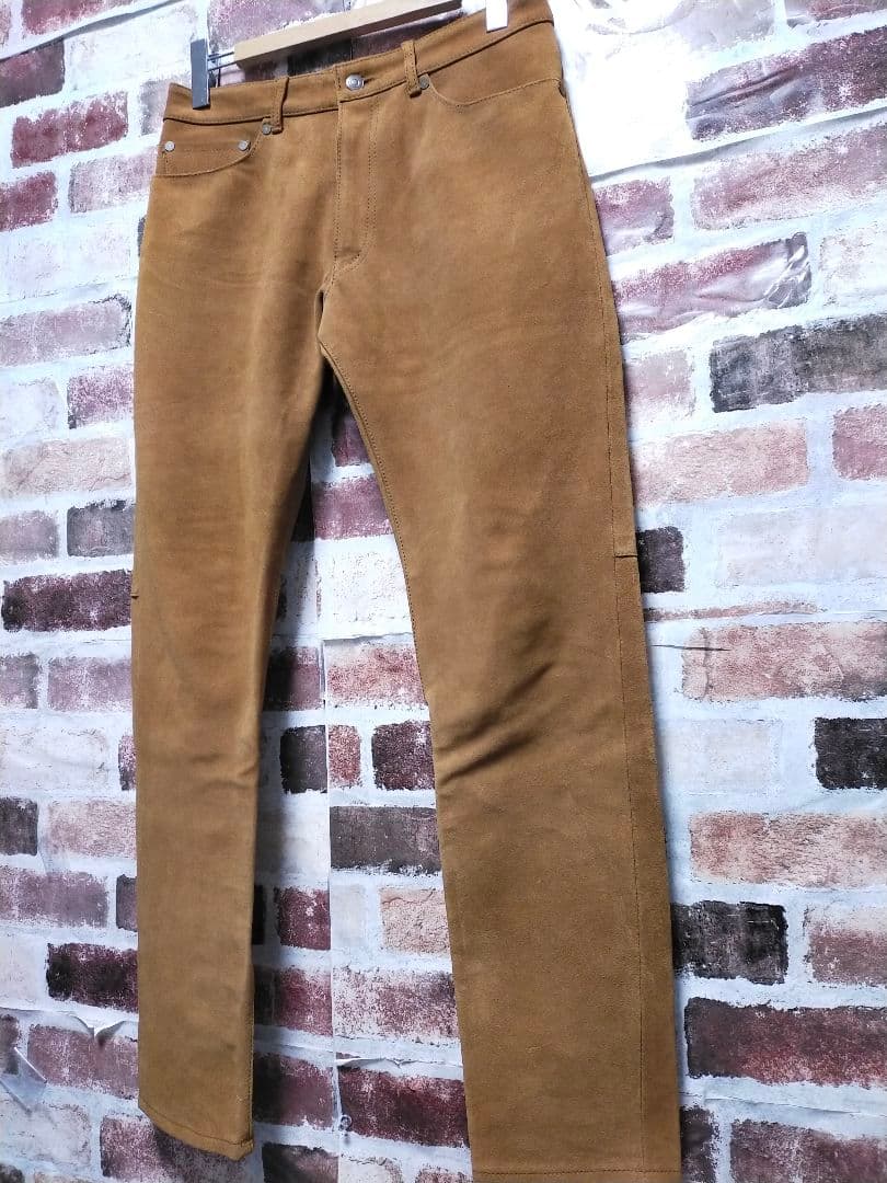 BEAMS LIGHTS 牛革 カウ レザー スウェード ストレート パンツ