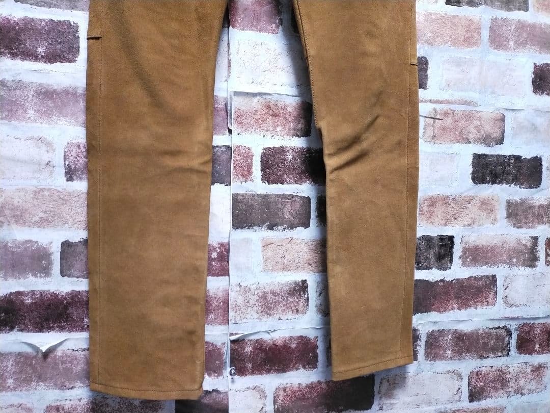 BEAMS LIGHTS 牛革 カウ レザー スウェード ストレート パンツ