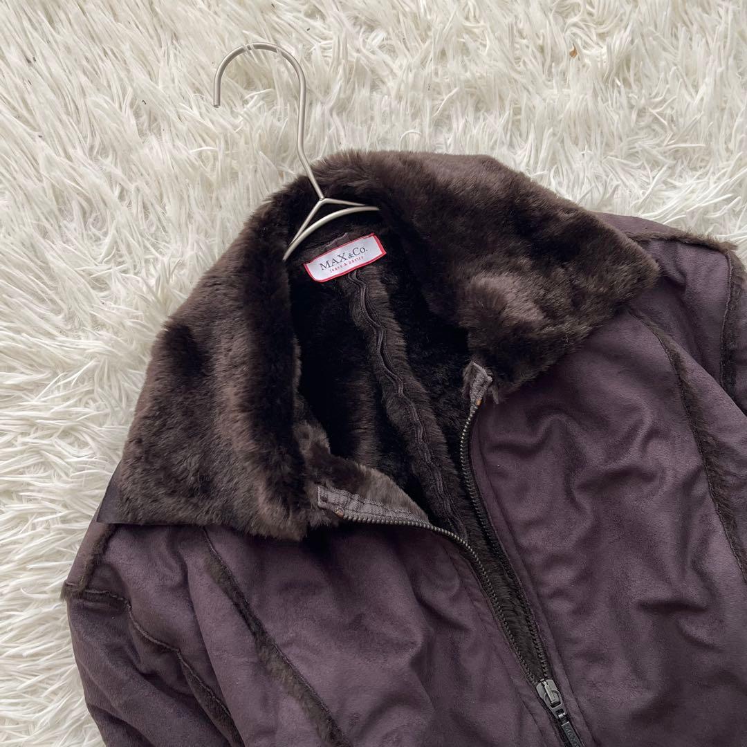 【美品】マックスマーラ ロングコート ムートン風 ファー スエード 大きいサイズ