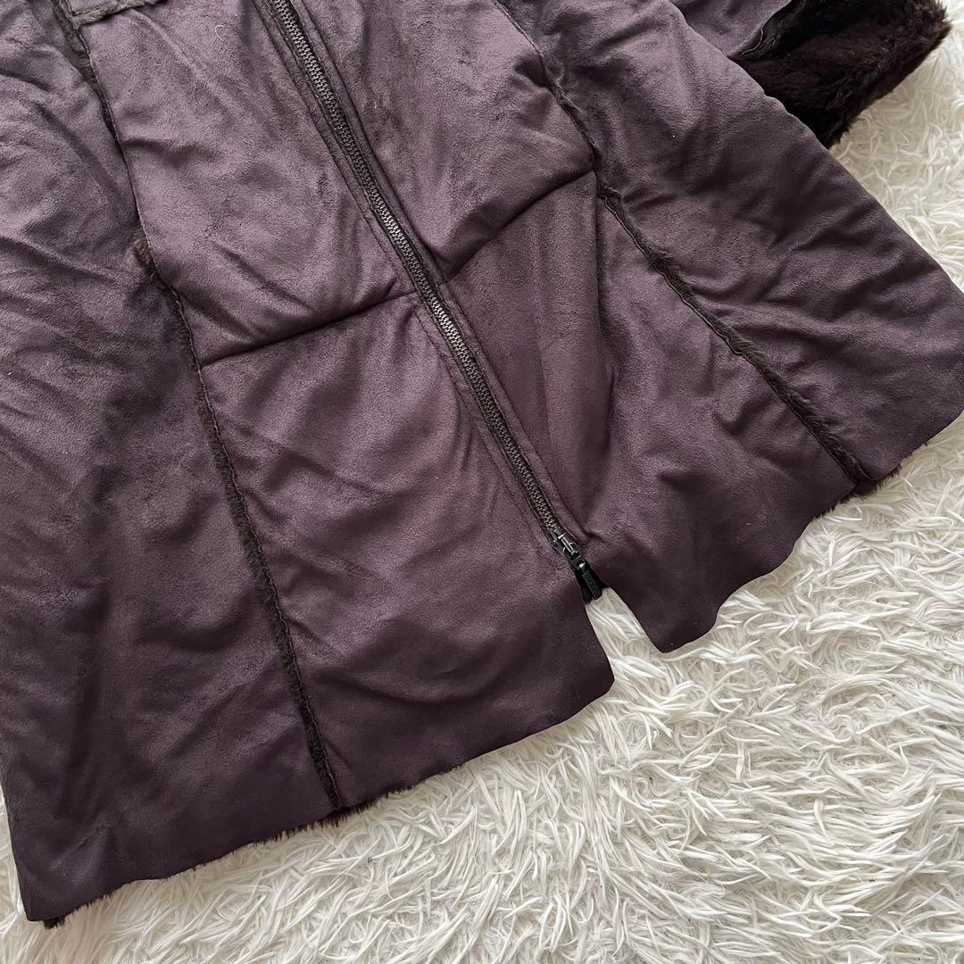 【美品】マックスマーラ ロングコート ムートン風 ファー スエード 大きいサイズ