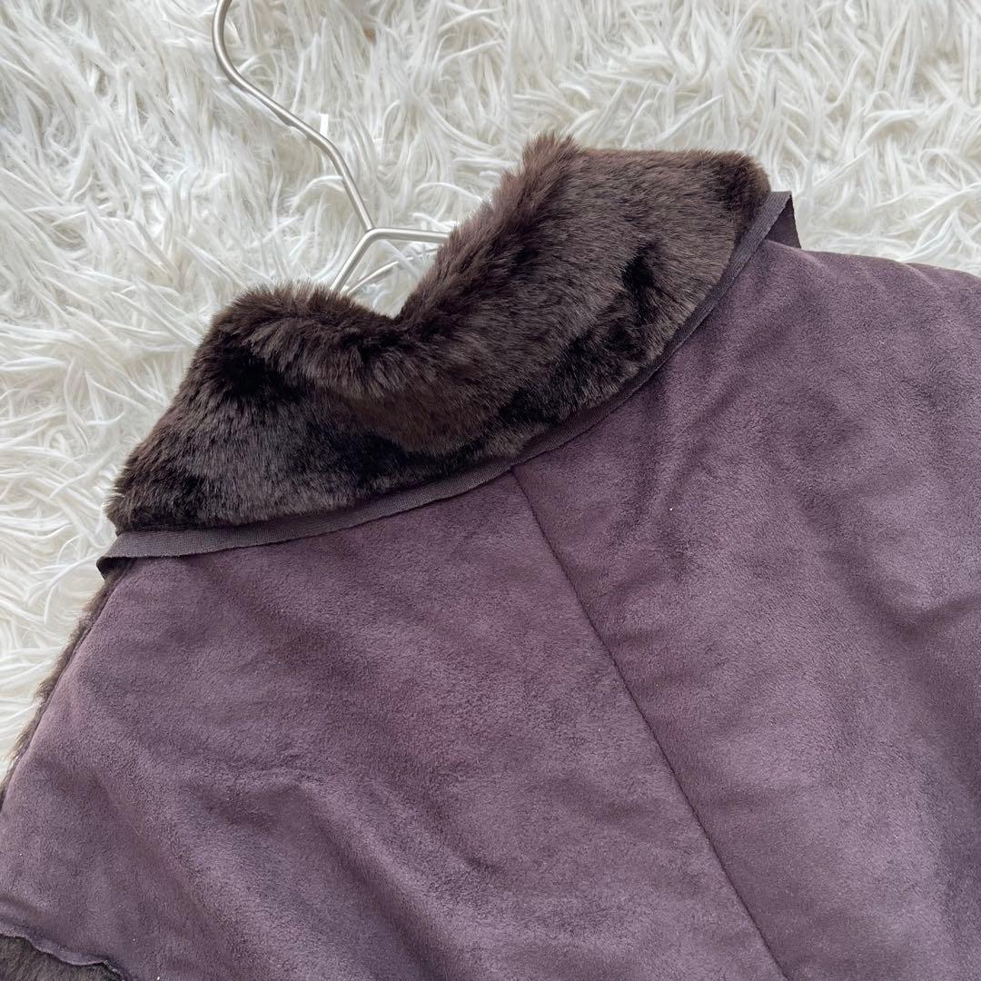 【美品】マックスマーラ ロングコート ムートン風 ファー スエード 大きいサイズ