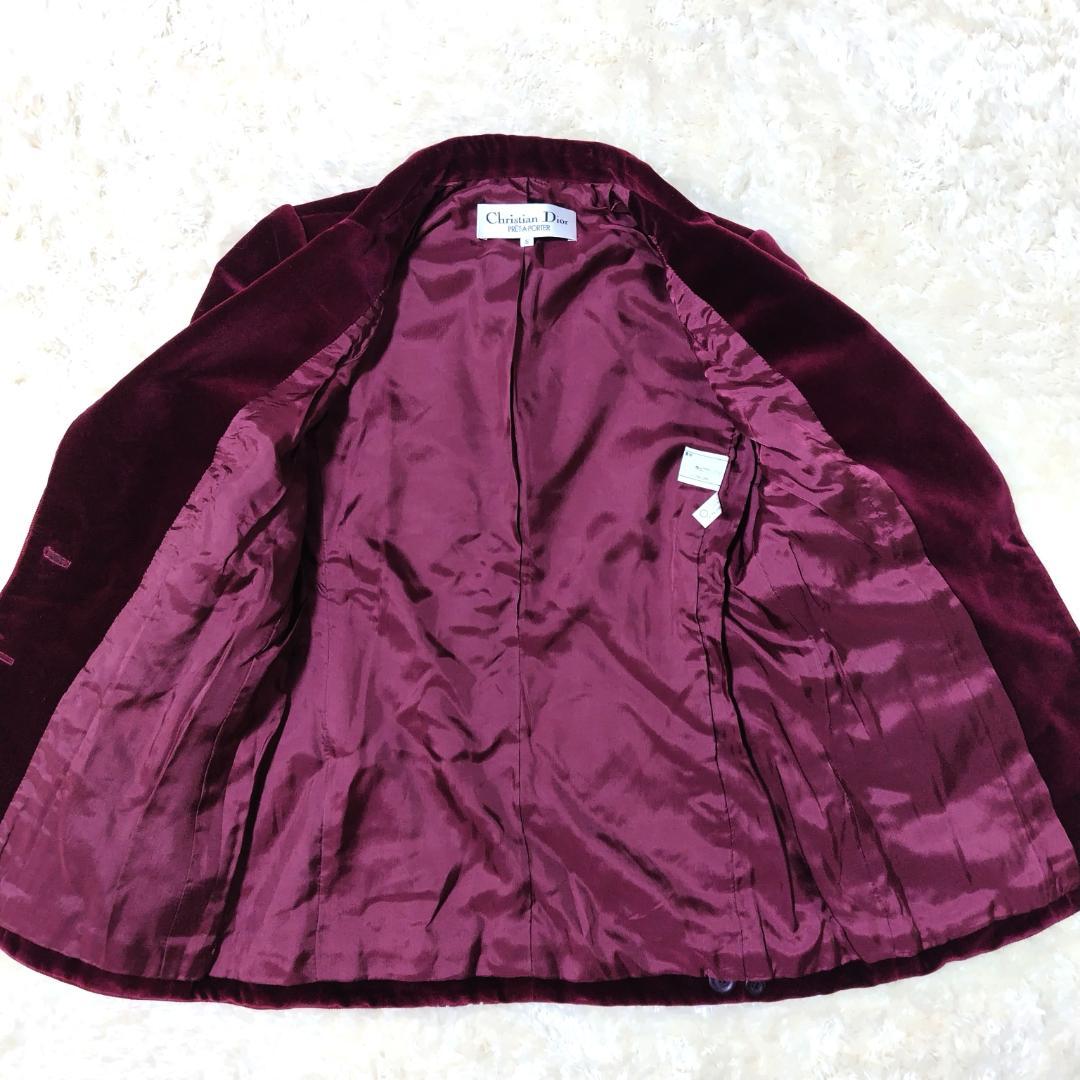 クリスチャンディオール テーラードジャケット ベロア ワインレッド 2ボタン
