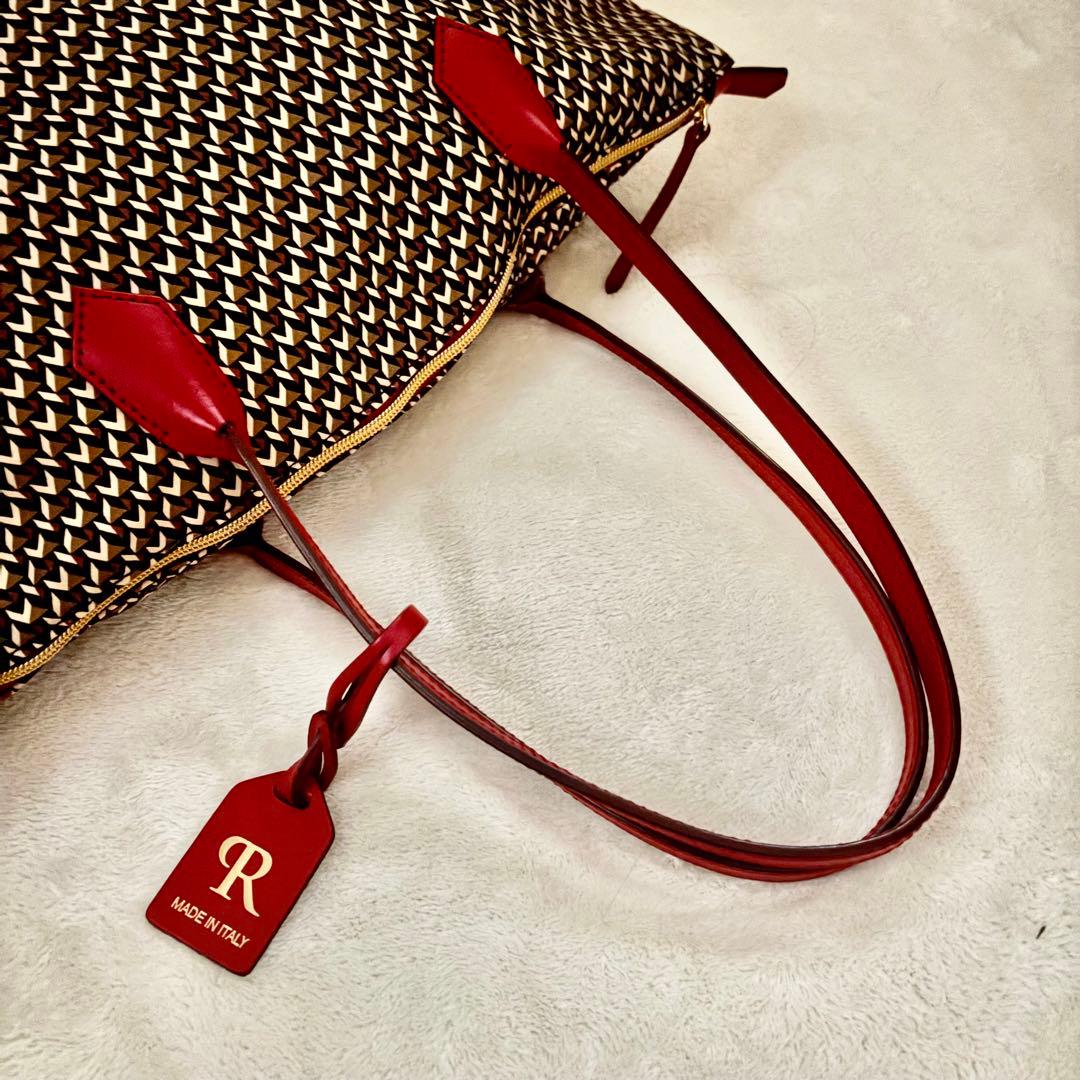 極美品✨️ロベルタピエリ トートバッグ タタミ 赤 収納◎ A4可