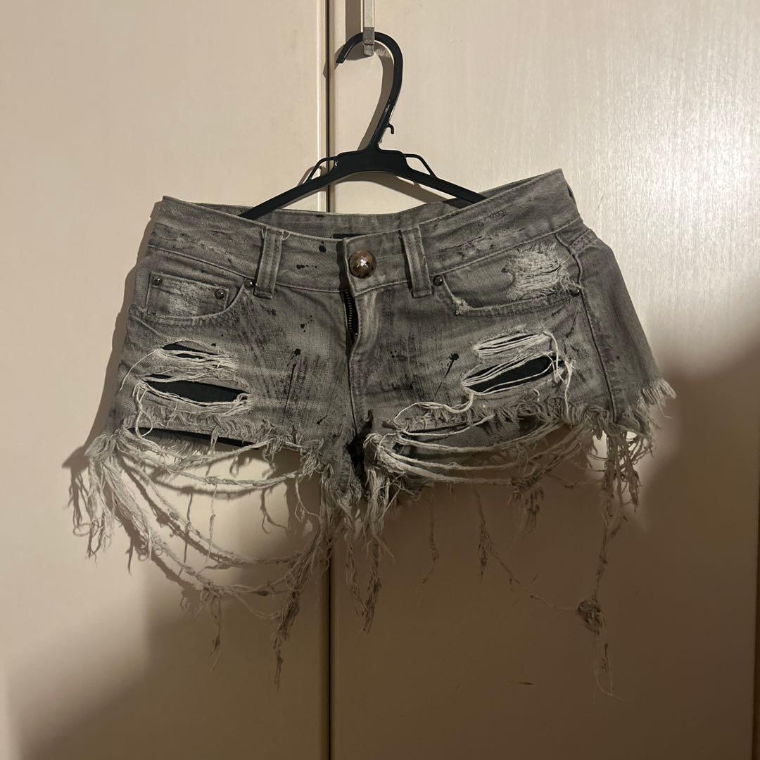 LIT SERVICE ダメージ加工ショートパンツ グレー 平成ギャル y2k