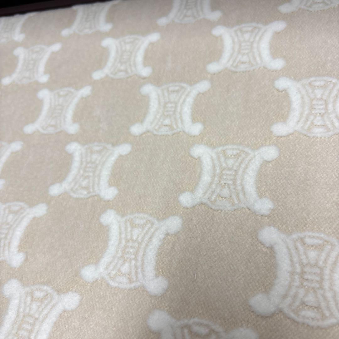 未使用自宅保管CELINE 綿毛布マカダム柄ベージュクリーム140x200cm