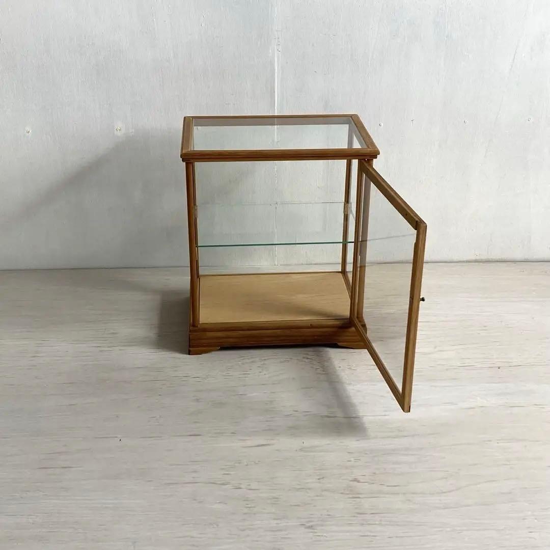 g300 古い木製 ガラスケース 2段 卓上 ショーケース 展示ケース 小物入れ