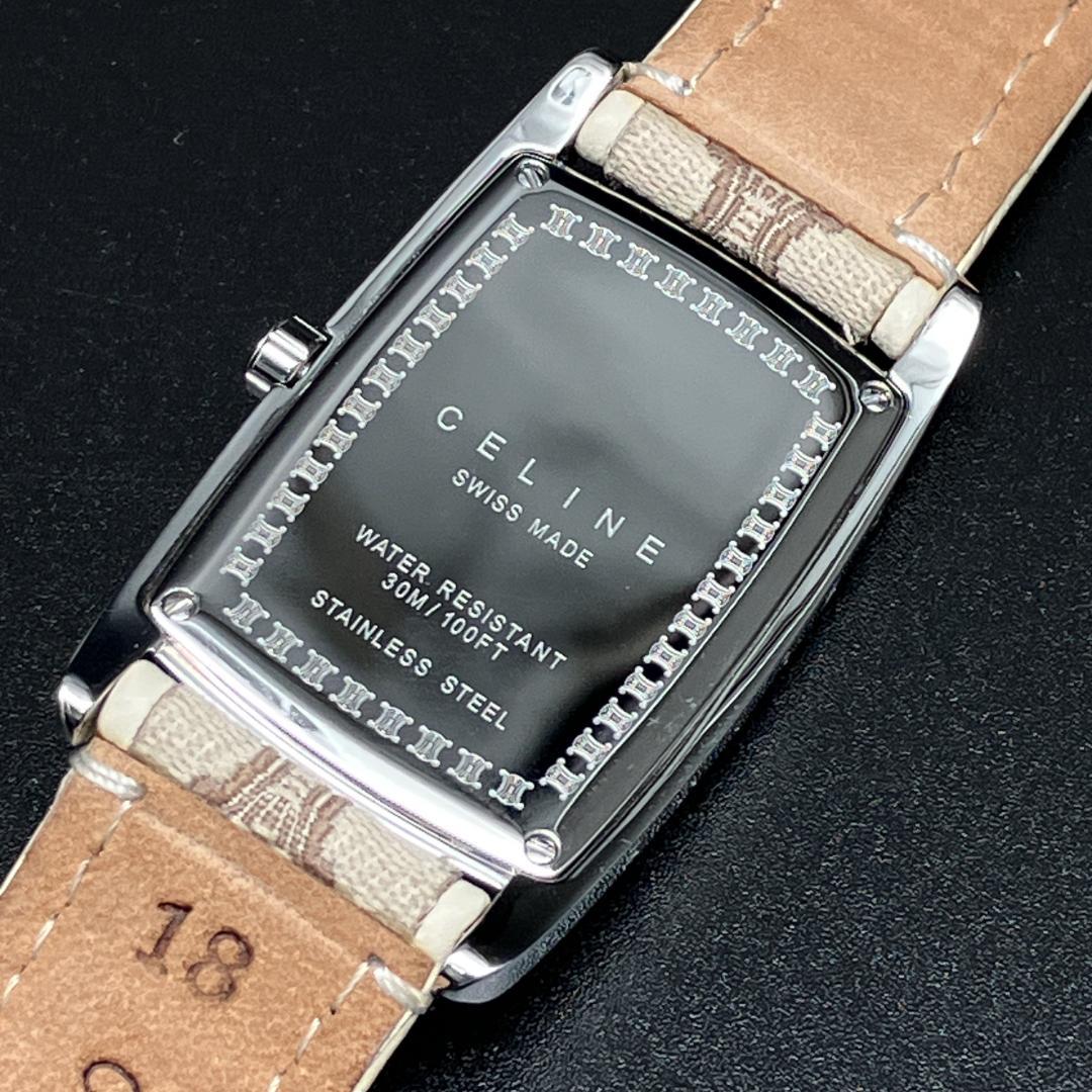 【美品/箱付き/稼働】セリーヌ マカダム シェル文字盤 腕時計 新品電池