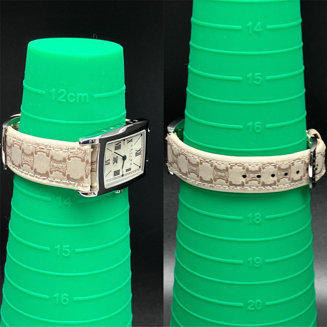 【美品/箱付き/稼働】セリーヌ マカダム シェル文字盤 腕時計 新品電池