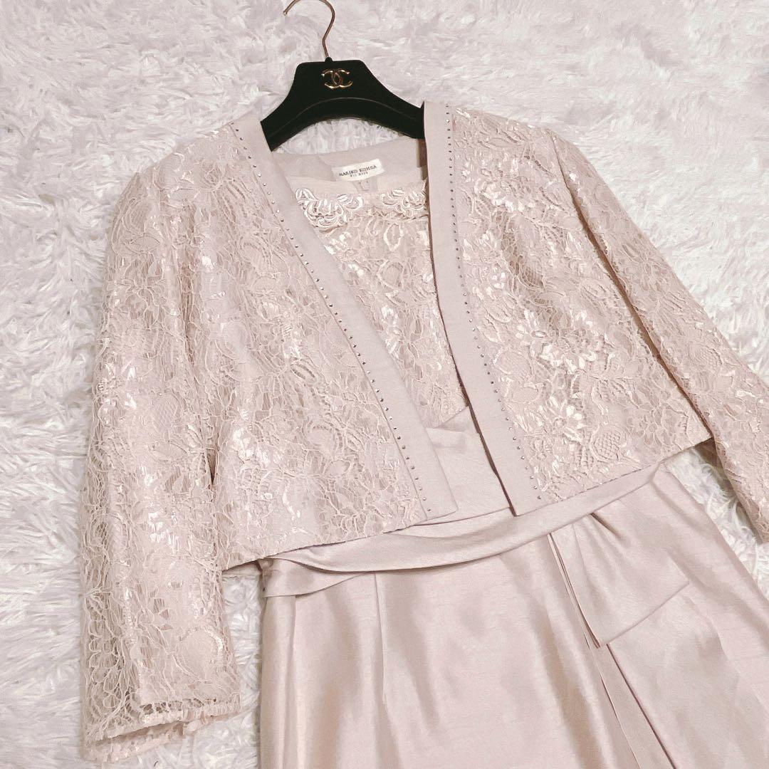 高級 東京ソワール マザーズ ドレス ロング ドレス レース ボレロ ベージュ