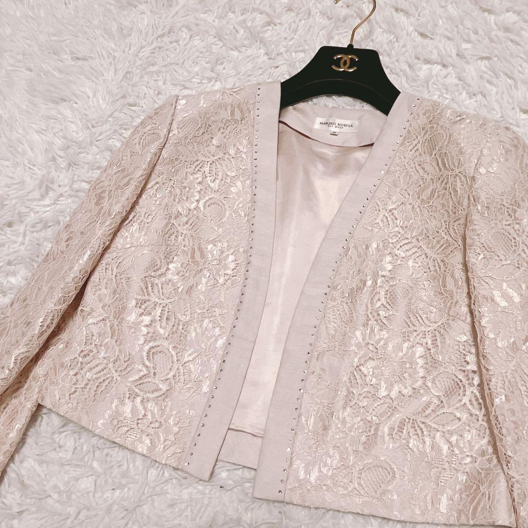 高級 東京ソワール マザーズ ドレス ロング ドレス レース ボレロ ベージュ