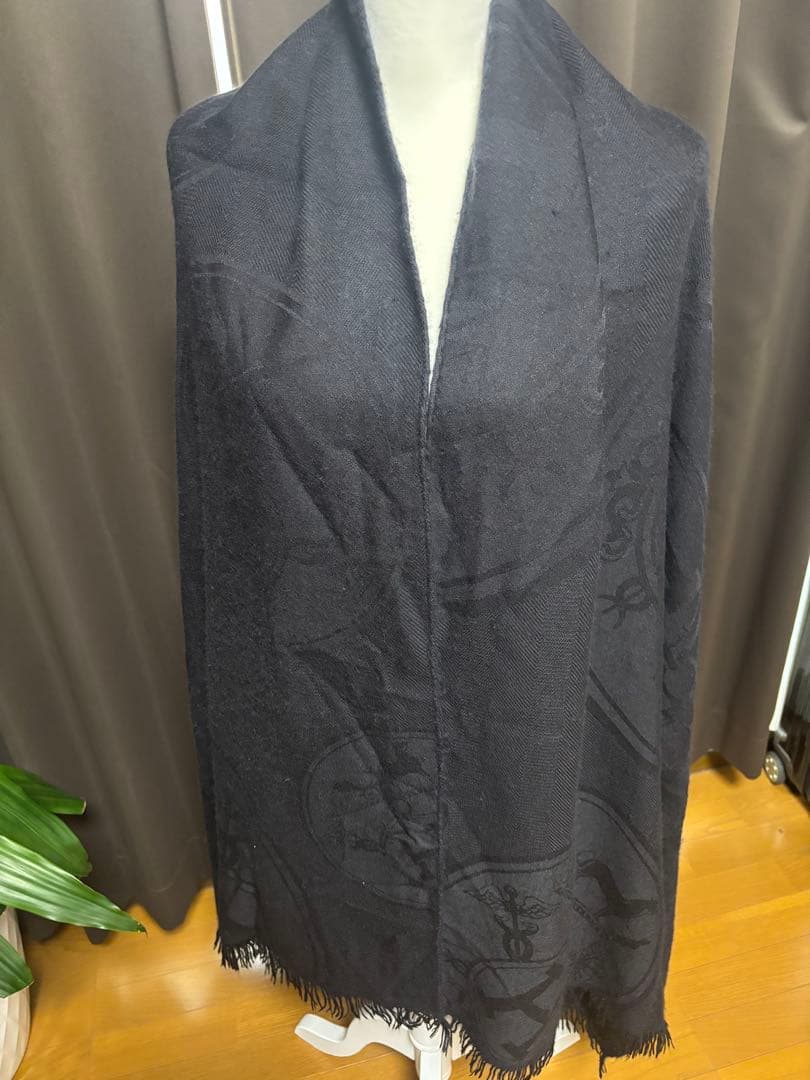 ★HERMESニューリブリス大判ストール★カシミアシルクマフラー