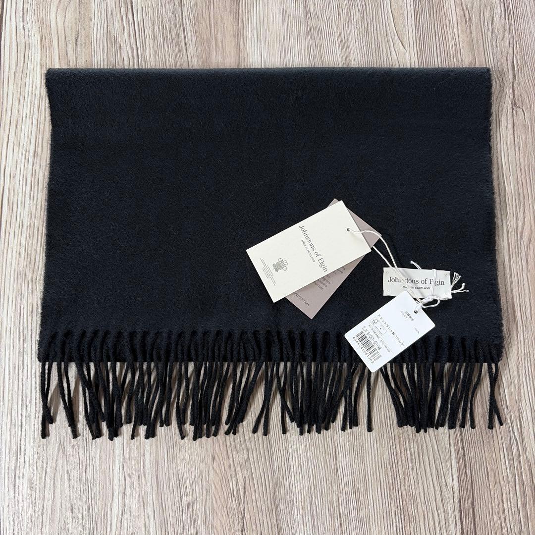 新品未使用！Johnstons 中判カシミアストール ブラック(SA0900 )