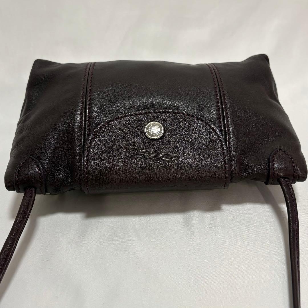 美品 ロンシャン キュイール ミニ ショルダーバック ポシェット オールレザー