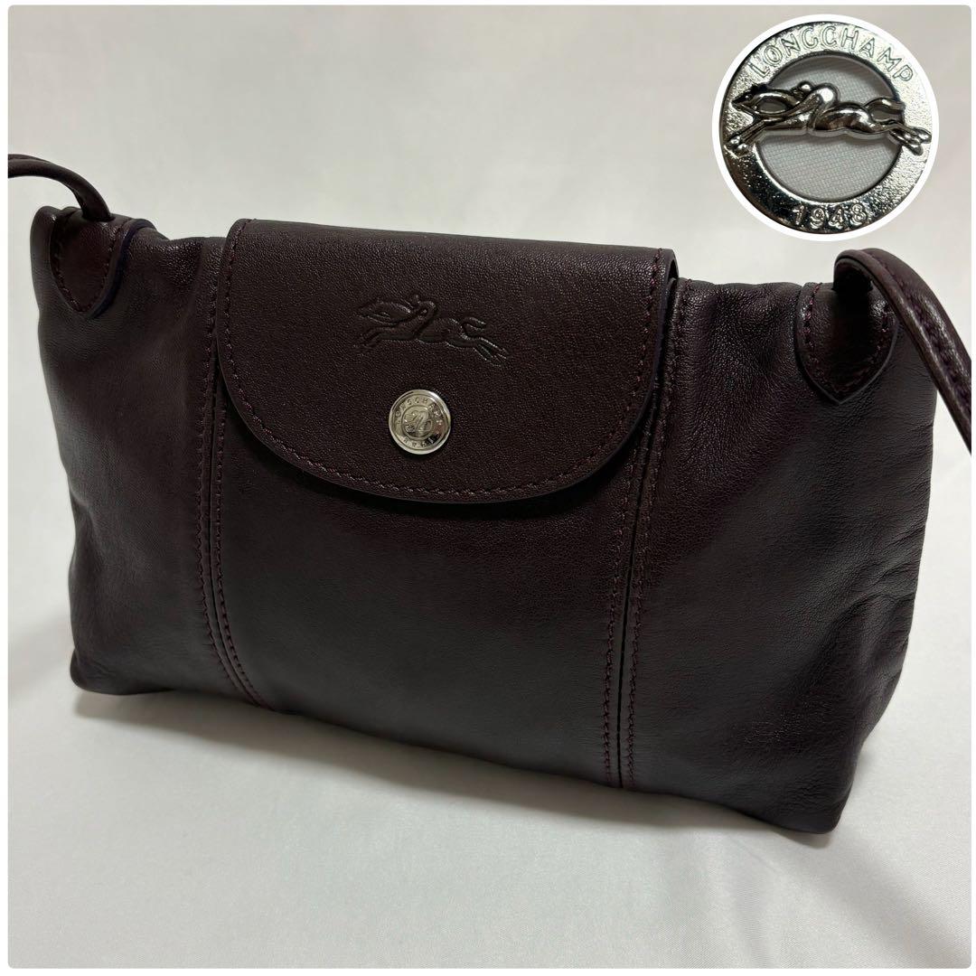 美品 ロンシャン キュイール ミニ ショルダーバック ポシェット オールレザー