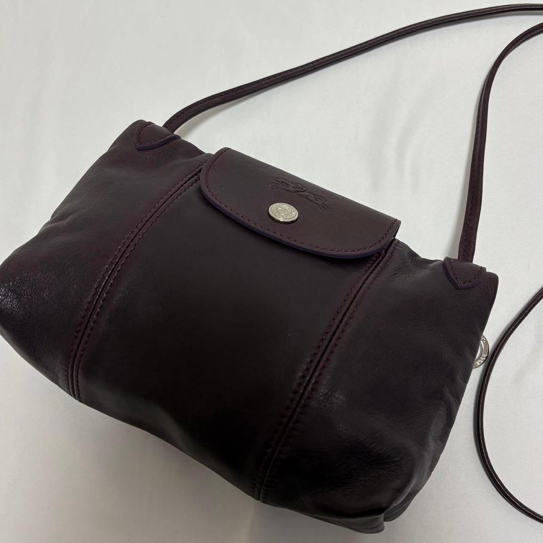 美品 ロンシャン キュイール ミニ ショルダーバック ポシェット オールレザー