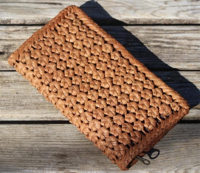 長財布　山葡萄 籠 バッグ 六角花編 小銭入れ　ポーチ財布 　ケース