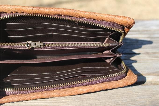 長財布　山葡萄 籠 バッグ 六角花編 小銭入れ　ポーチ財布 　ケース