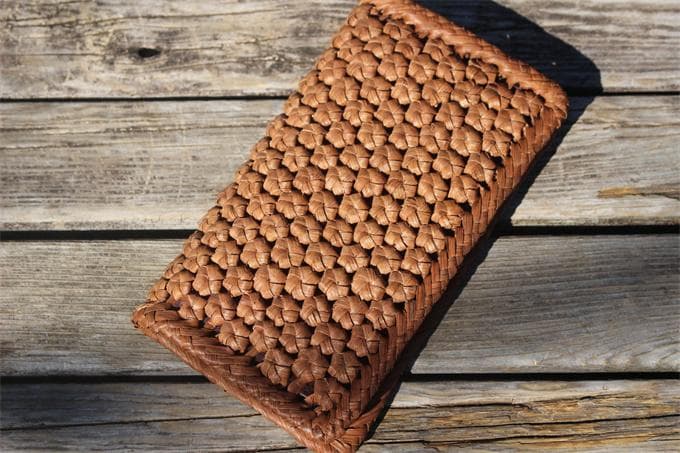 長財布　山葡萄 籠 バッグ 六角花編 小銭入れ　ポーチ財布 　ケース