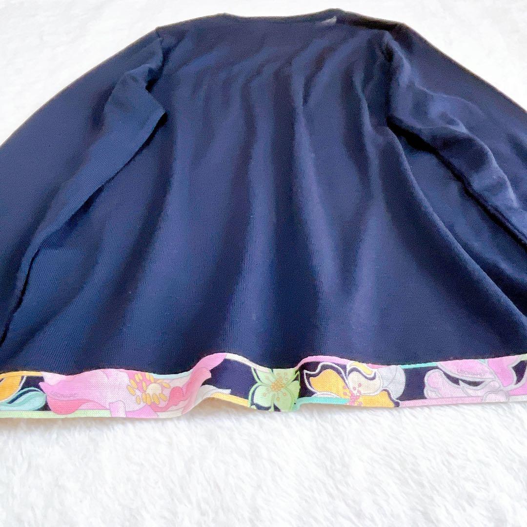 レオナール スポーツ 長袖ニット　ウール100% 大きいサイズ44ダークネイビー