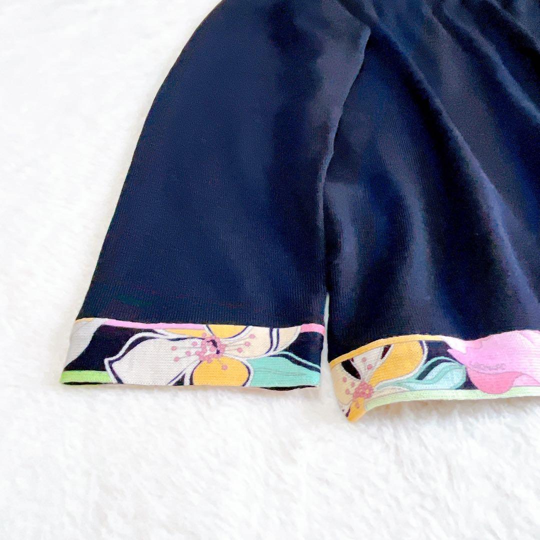 レオナール スポーツ 長袖ニット　ウール100% 大きいサイズ44ダークネイビー