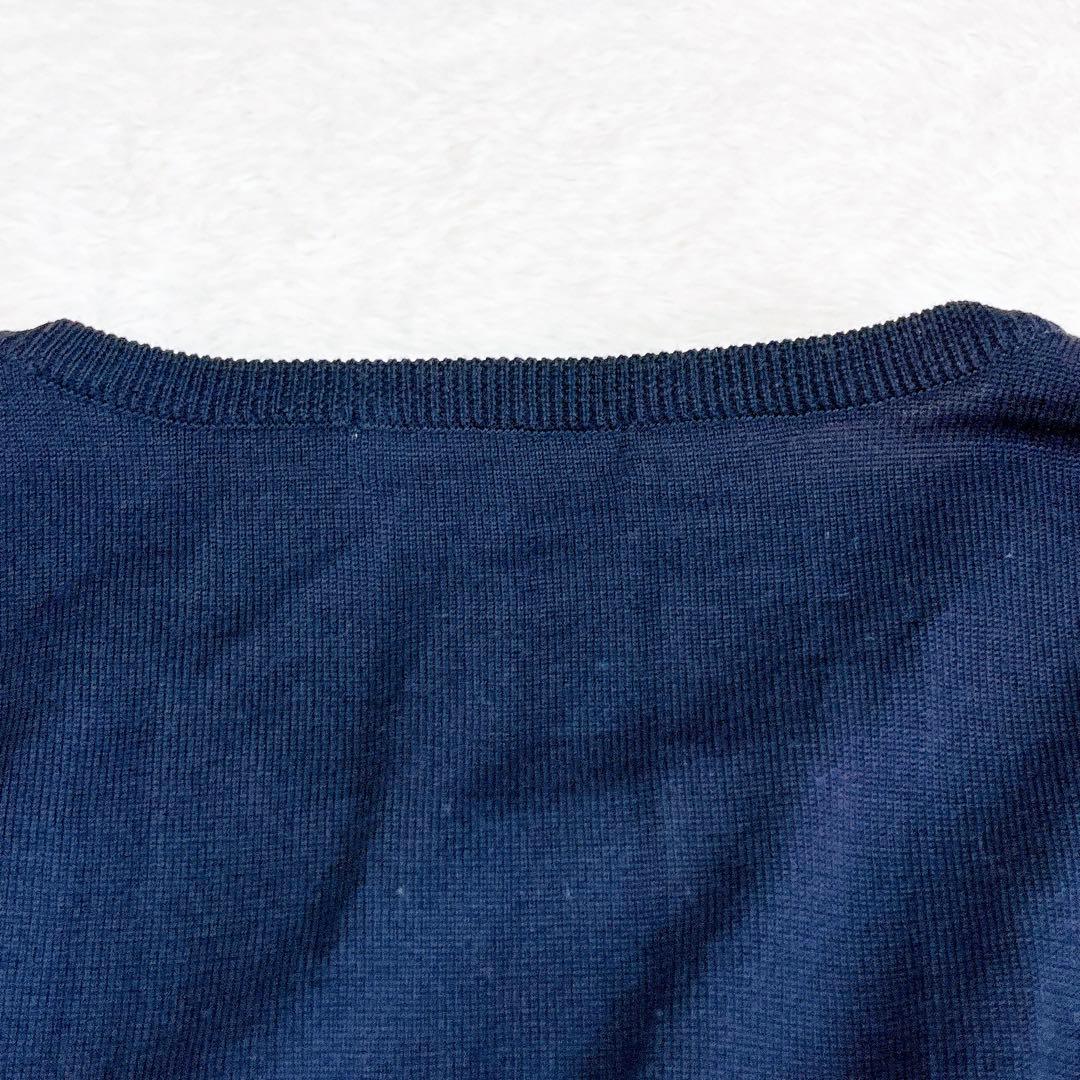 レオナール スポーツ 長袖ニット　ウール100% 大きいサイズ44ダークネイビー