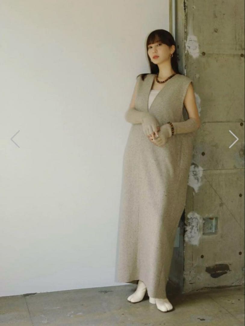 ワンピース pooco color nep Vneck cocoon dress