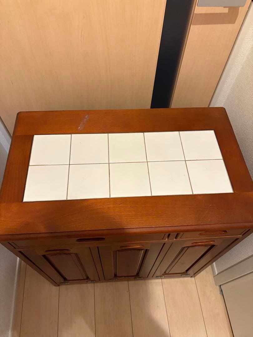 カントリー　キッチンカウンター ダストボックス 木製 ゴミ箱　キャスター付