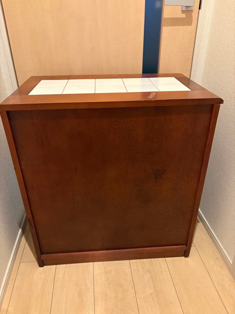 カントリー　キッチンカウンター ダストボックス 木製 ゴミ箱　キャスター付