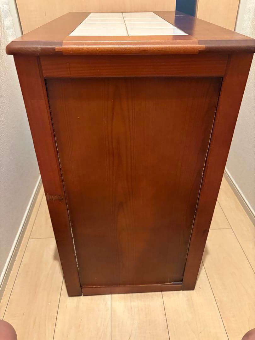 カントリー　キッチンカウンター ダストボックス 木製 ゴミ箱　キャスター付