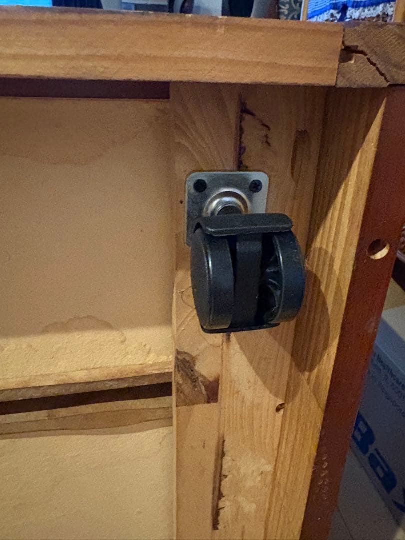 カントリー　キッチンカウンター ダストボックス 木製 ゴミ箱　キャスター付