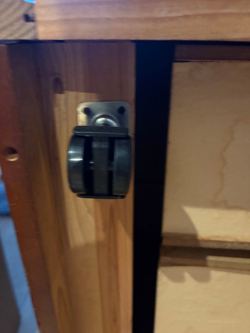 カントリー　キッチンカウンター ダストボックス 木製 ゴミ箱　キャスター付