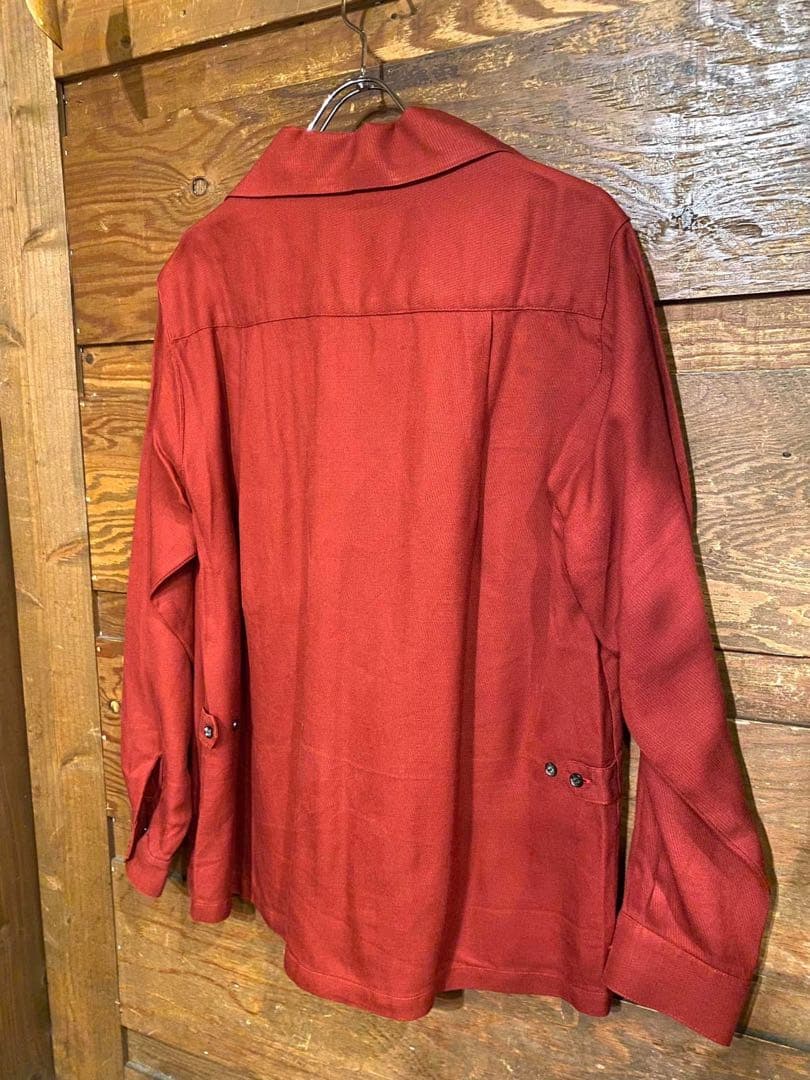 ♛the King / オープンシャツ♛ カラー / ワインレッド M
