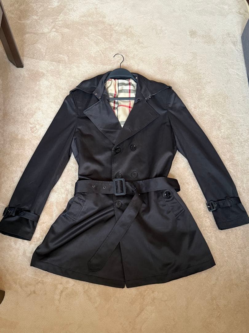 BURBERRY ブラック トレンチコート 2XL