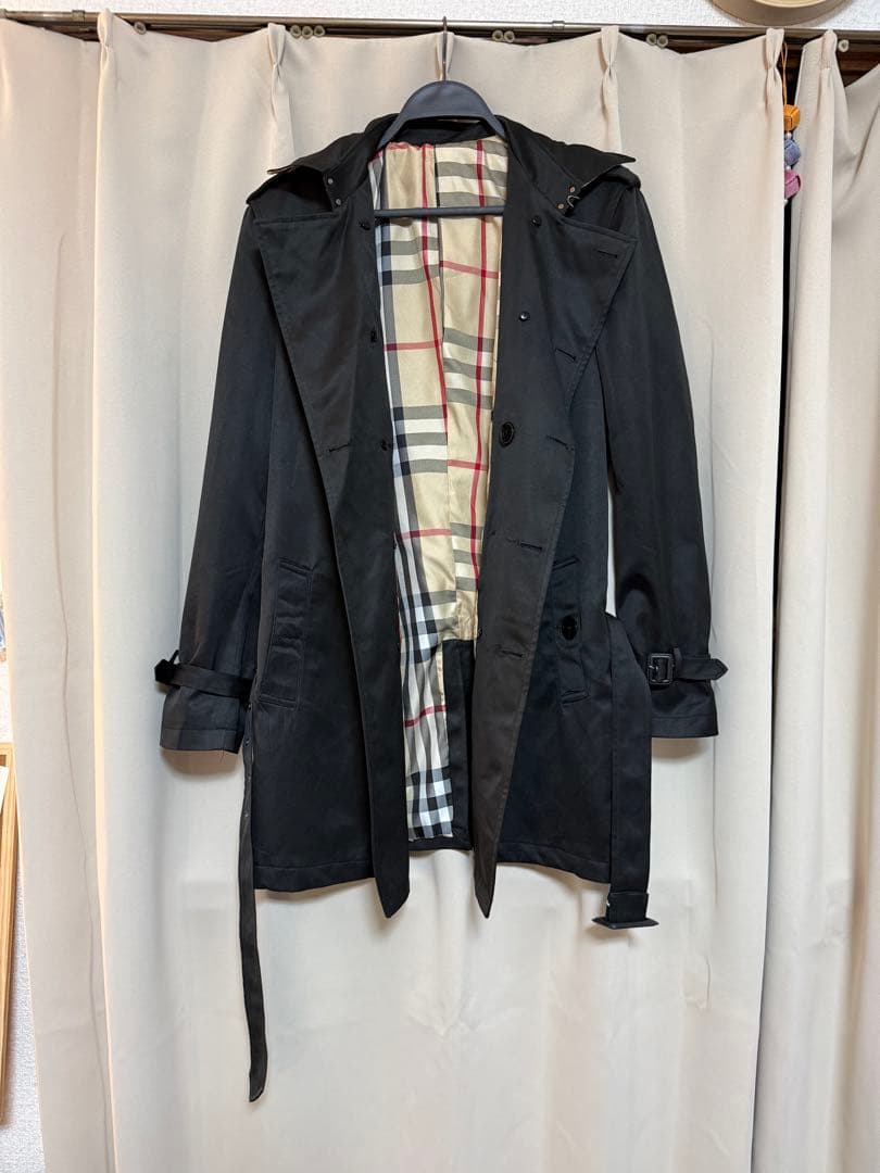 BURBERRY ブラック トレンチコート 2XL