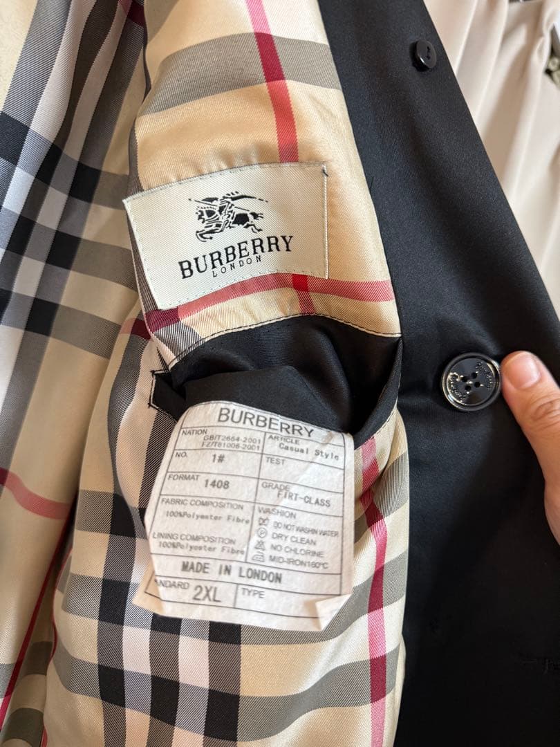 BURBERRY ブラック トレンチコート 2XL