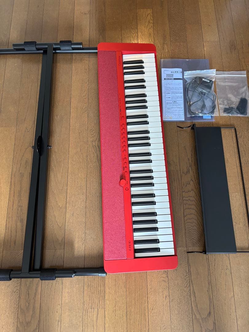 【美品】キーボード CASIO カシオ CT-S1 レッド 61鍵 スタンド付