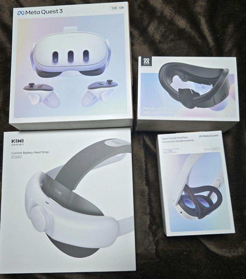  Quest 3 128GB＋ KIWI ヘッドストラップ＋接眼部２種類
