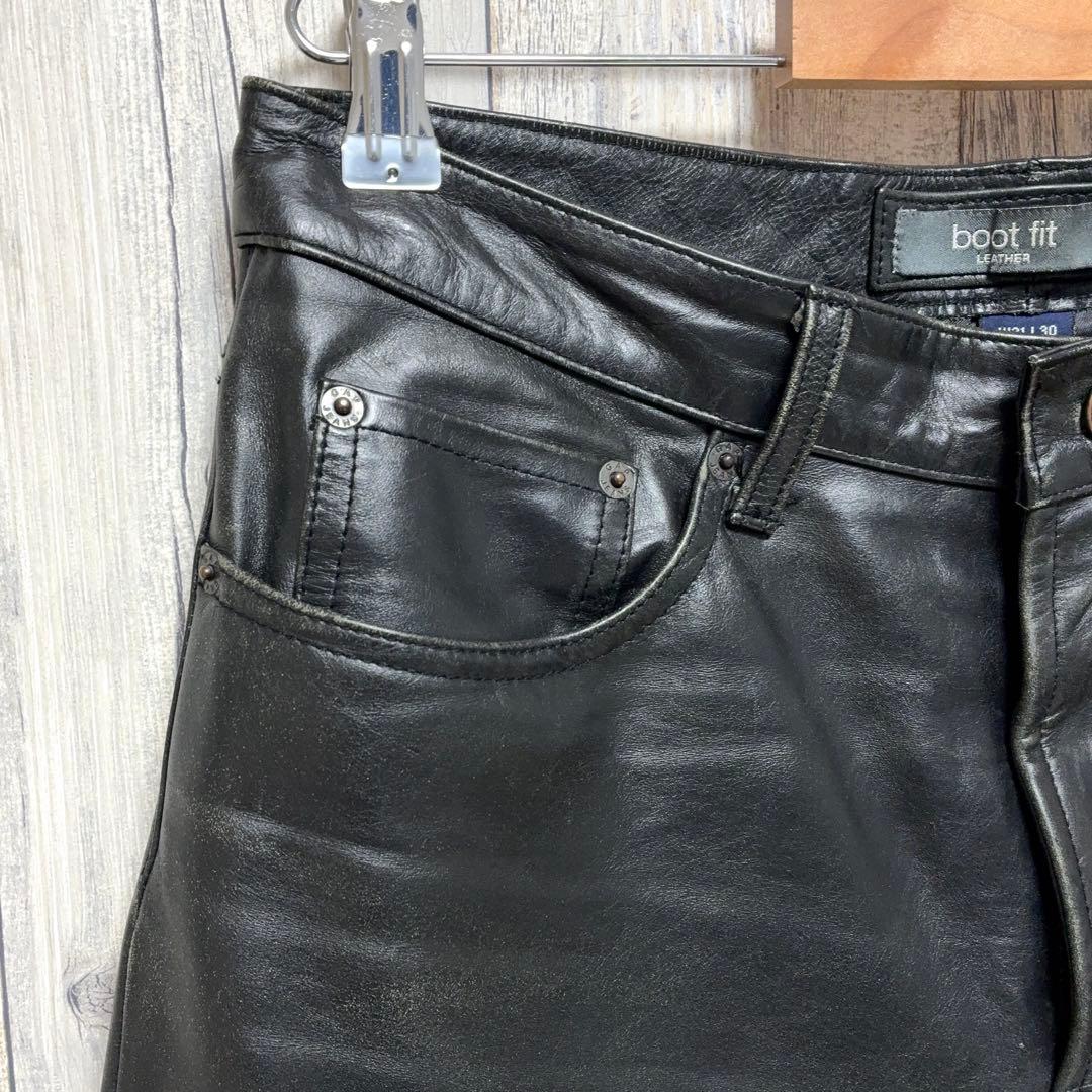 OLD GAP boot fit レザーパンツ ブラック 山田蓮 W31 L30