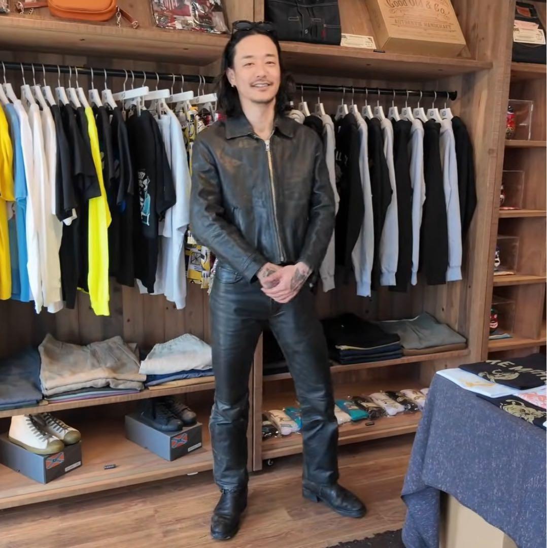 OLD GAP boot fit レザーパンツ ブラック 山田蓮 W31 L30