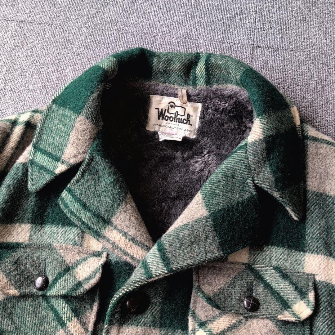 70s ビンテージ ウールリッチ ウールジャケット チェック 裏ボア 古着 L