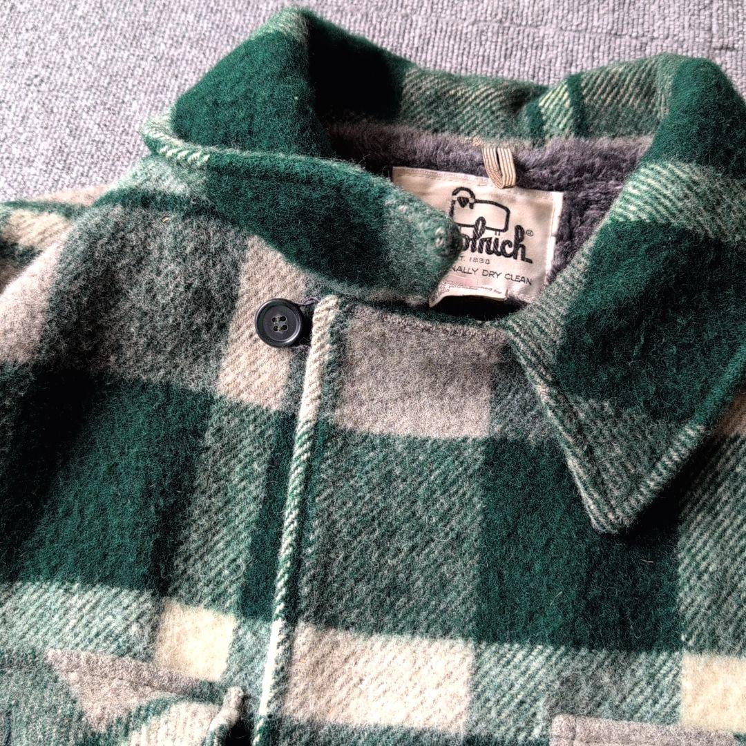 70s ビンテージ ウールリッチ ウールジャケット チェック 裏ボア 古着 L