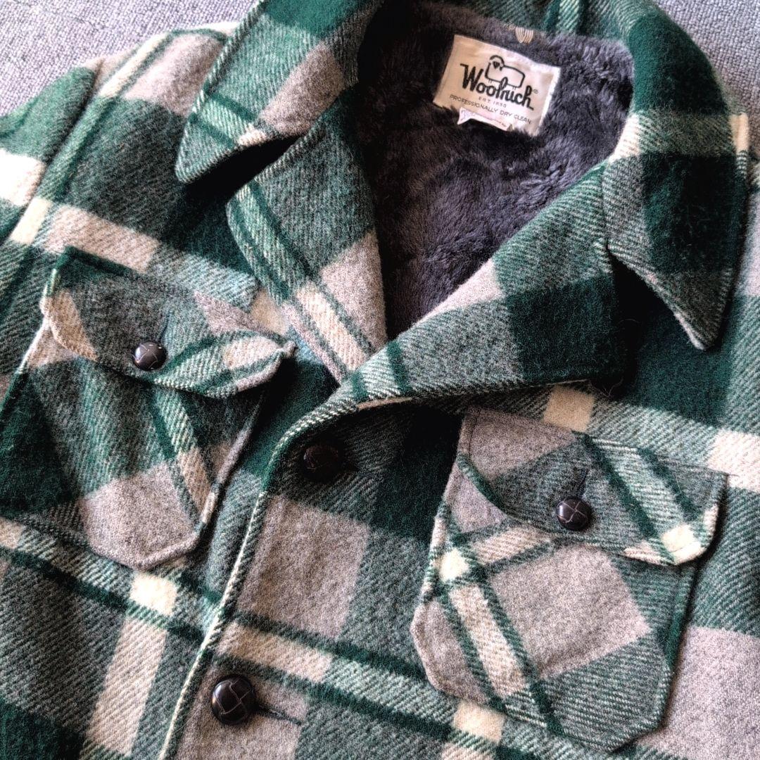 70s ビンテージ ウールリッチ ウールジャケット チェック 裏ボア 古着 L