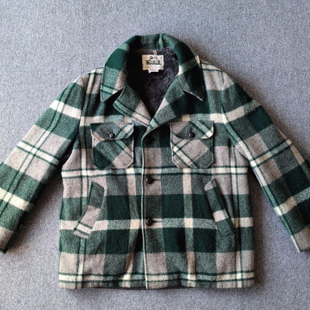 70s ビンテージ ウールリッチ ウールジャケット チェック 裏ボア 古着 L
