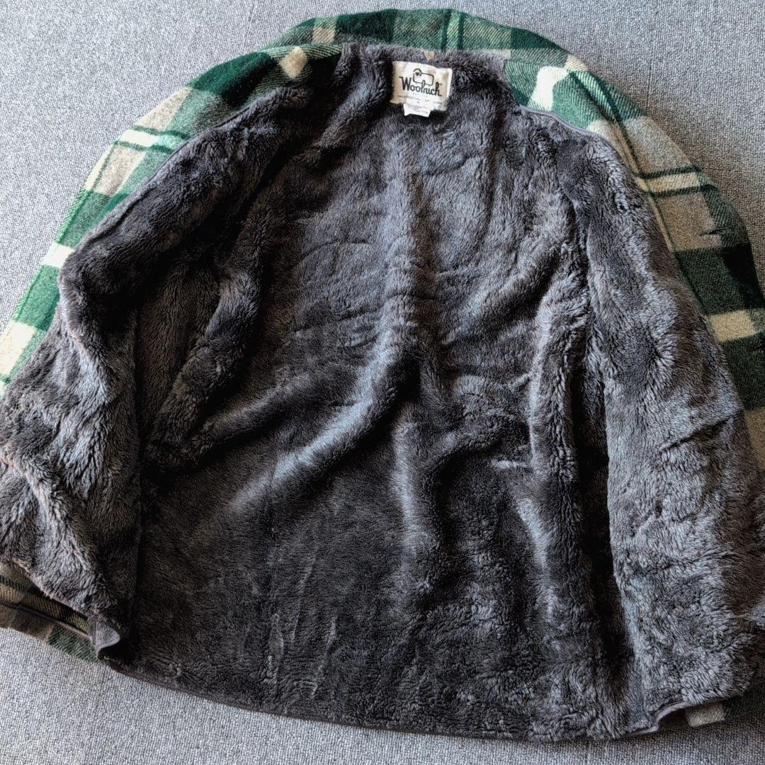 70s ビンテージ ウールリッチ ウールジャケット チェック 裏ボア 古着 L