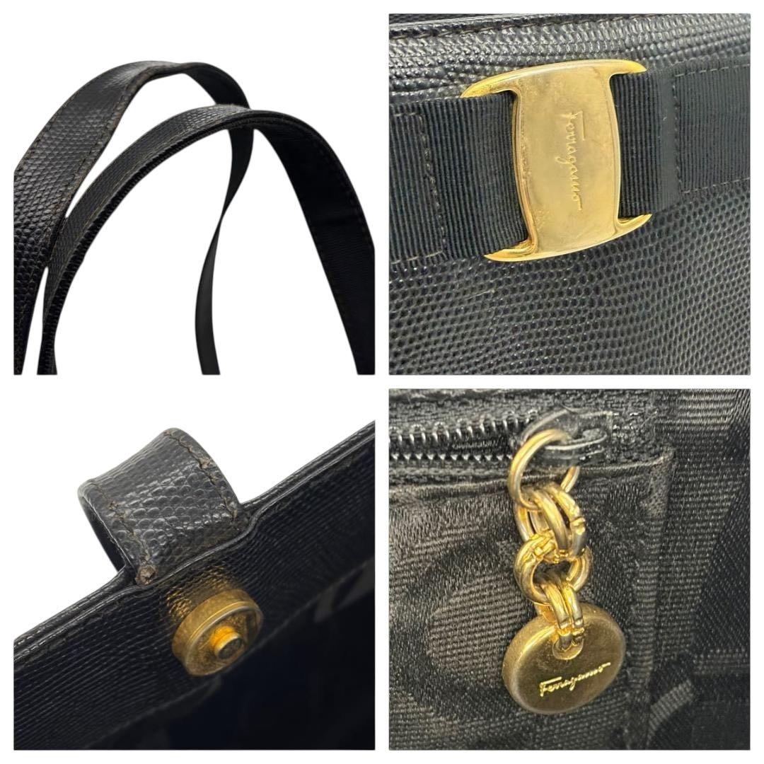 Salvatore Ferragamo トートバッグ ヴァラ リボン ブラック