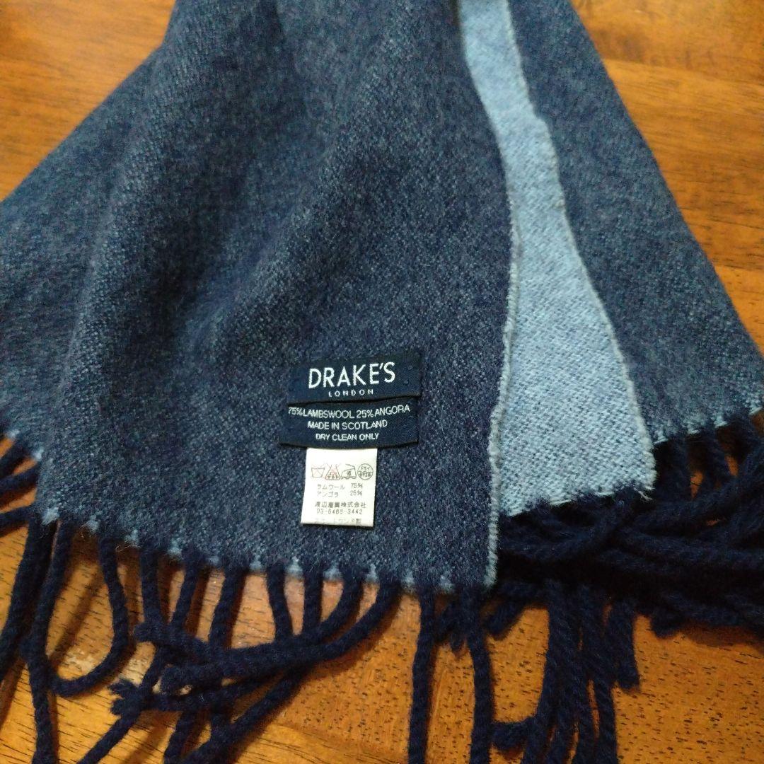 DRAKE'S ドレイクス 英国製ダブルフェィス ラムウール アンゴラ マフラー