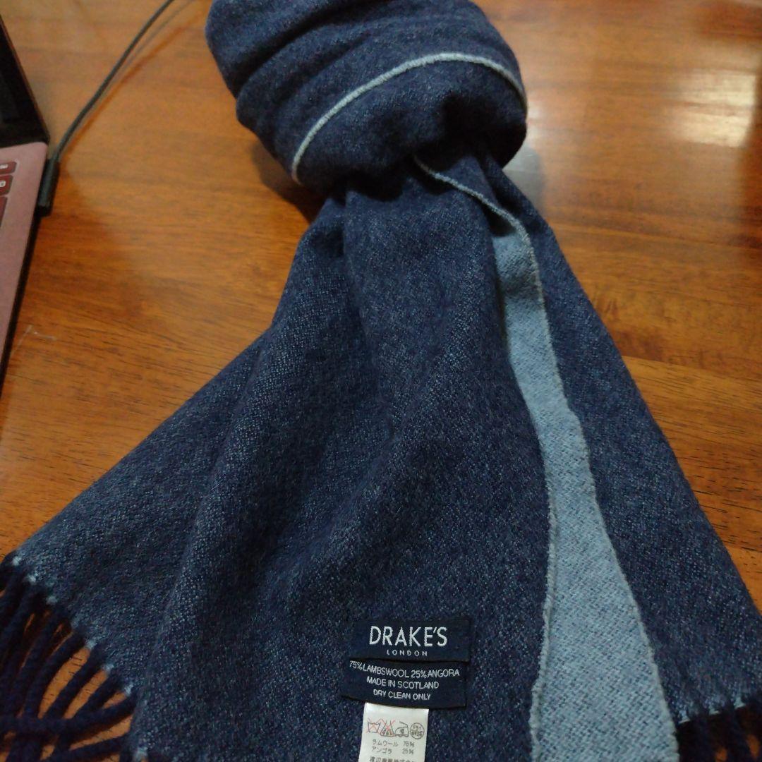 DRAKE'S ドレイクス 英国製ダブルフェィス ラムウール アンゴラ マフラー