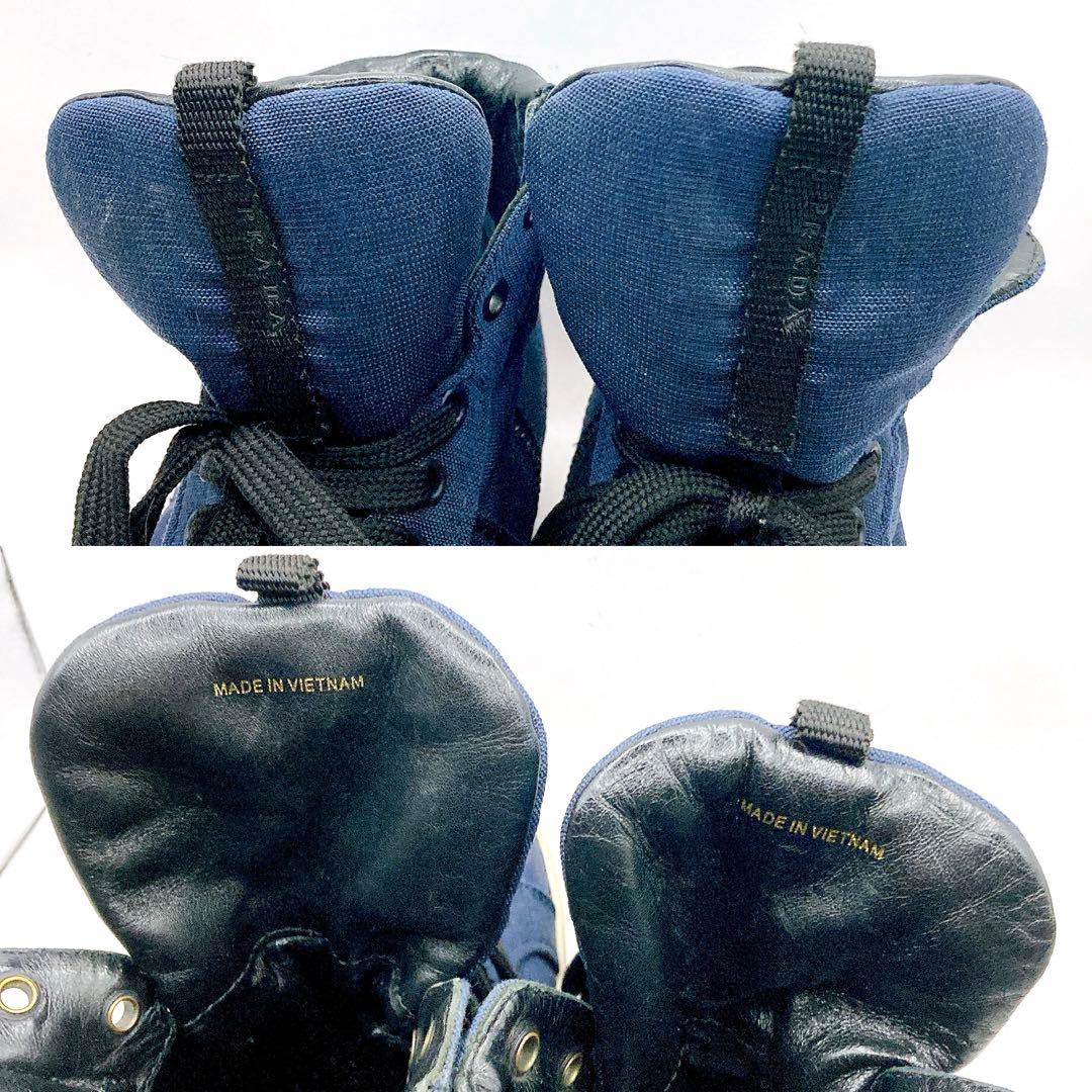 PRADA✨プラダ　スニーカー　ハイカット　サイドロゴ　ネイビー　約25.5cm