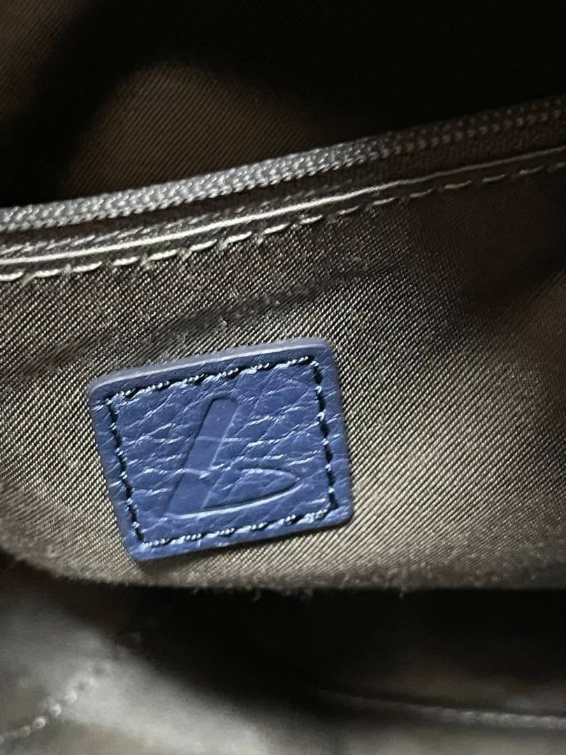 資*堂様 美品✨土屋鞄 クラルテ 巾着 ギャザーショルダー バッグ ネイビー フ