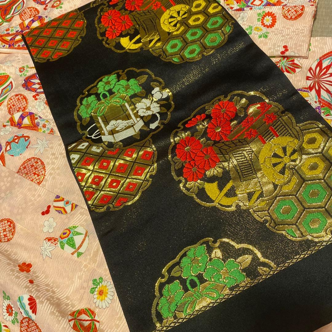 七五三　七歳　千總　小紋　四つ身、袋帯セット